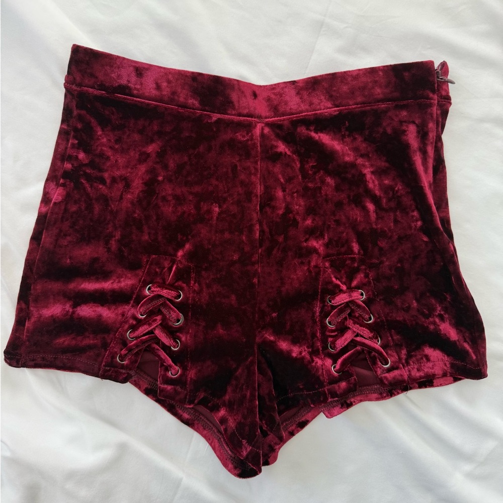 Velvet Lace-Up Shorts